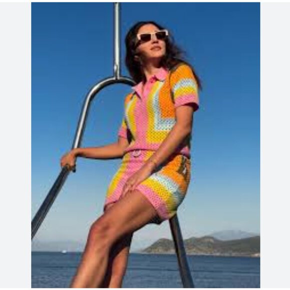 EUC Mango 2 piece Crochet Top Skirt Set - Picture 2 of 10